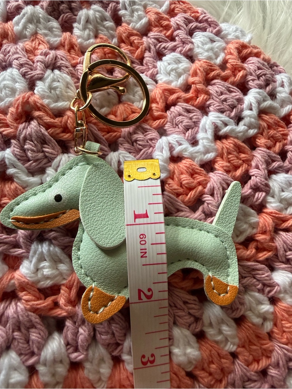 Mint Green Dachshund Dog Keychain - Fashion Pet Accessory - Picture 3 of 3
